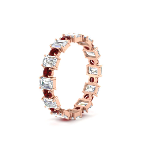1 Carat Mixed Shape Emerald And Round Diamond Eternity Band