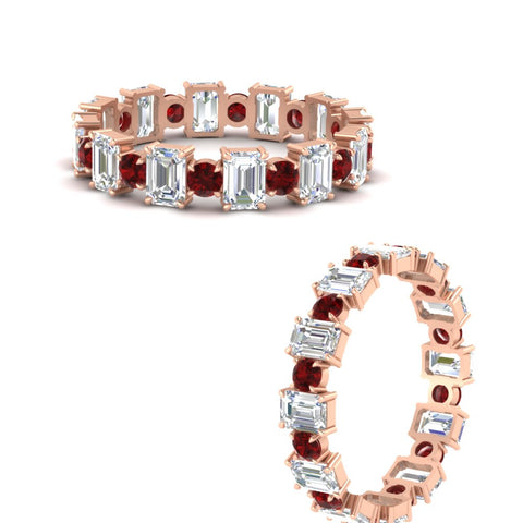 1 Carat Mixed Shape Emerald And Round Diamond Eternity Band