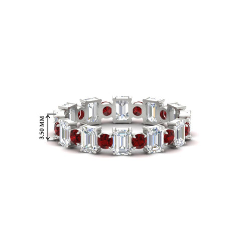 1 Carat Mixed Shape Emerald And Round Diamond Eternity Band