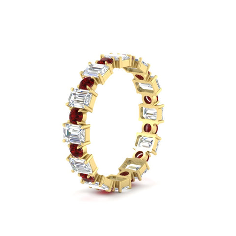 1 Carat Mixed Shape Emerald And Round Diamond Eternity Band
