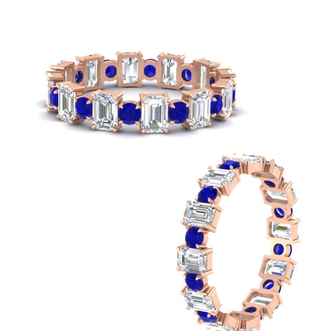 1 Carat Mixed Shape Emerald And Round Diamond Eternity Band