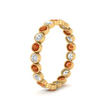 Load image into Gallery viewer, 1-carat-orange-sapphire-bezel-eternity-ring-in-yellow-gold-FDEWB10558-0.05CTGSAORANGLE3-NL-YG