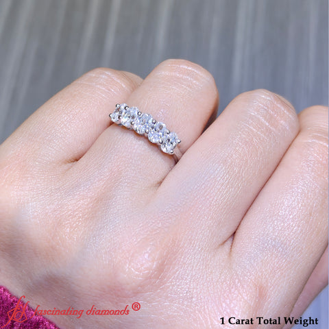 1 Carat Oval 5 Stone Classic Wedding Band