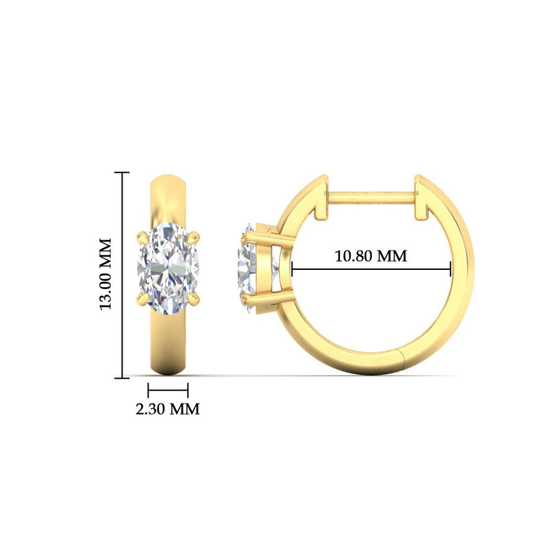 1 Carat Solitaire Diamond Huggie Hoop Earrings