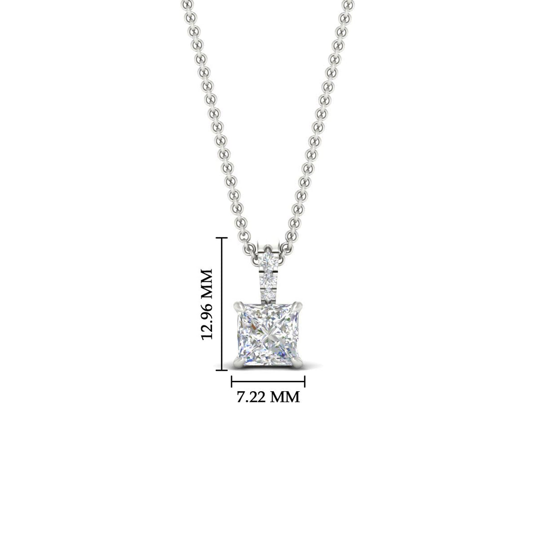 Pavé Bail Princess Cut Diamond Pendant
