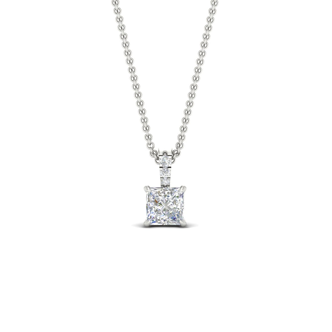 Pavé Bail Princess Cut Diamond Pendant