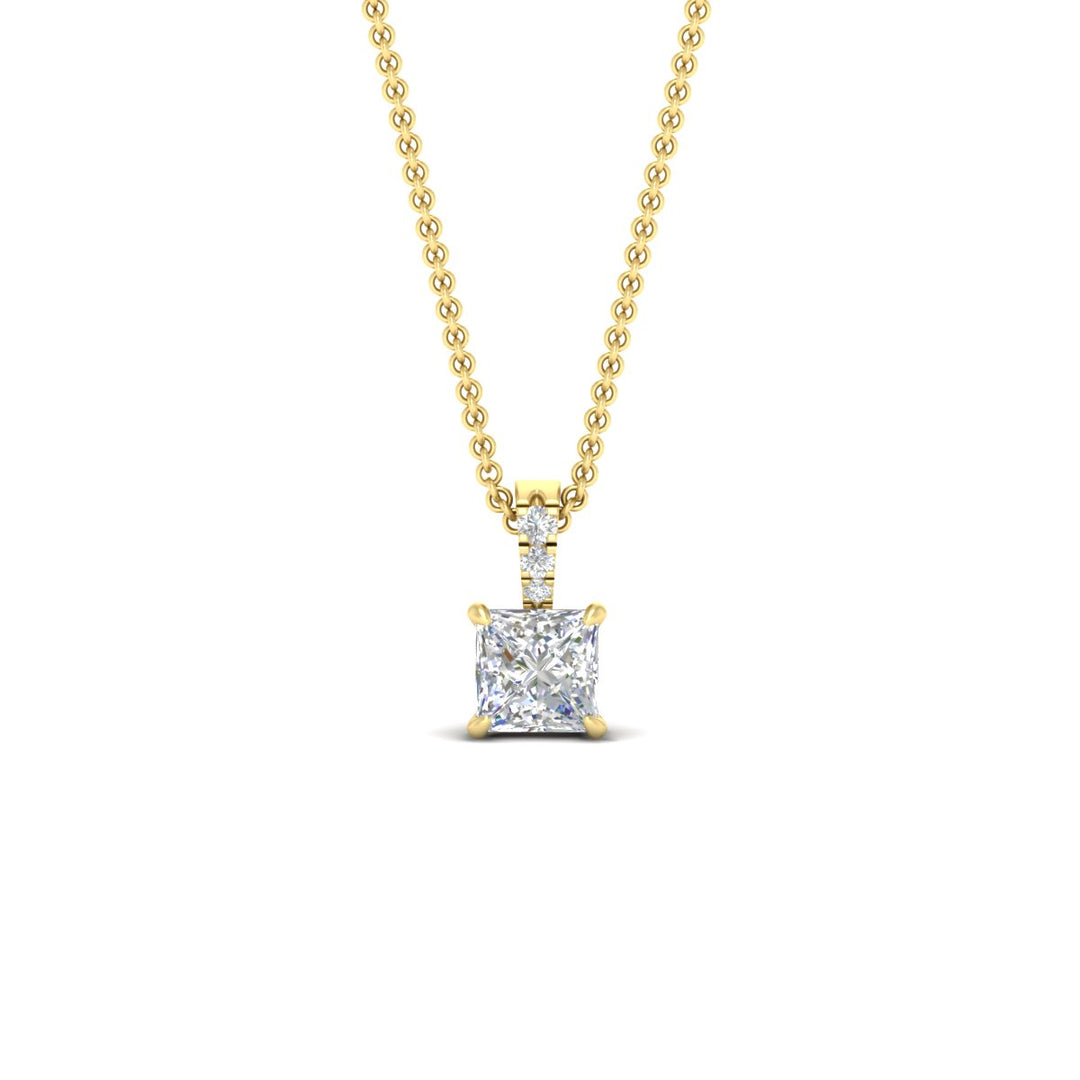 Pavé Bail Princess Cut Diamond Pendant