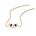 Load image into Gallery viewer, 1-carat-pear-5-diamond-pendant-necklace-with-pink-sapphire-in- FD-PD11130PE-1.00CT-GSADRPI-NL-YG
