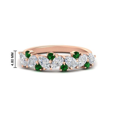 1-carat-pear-and-round-emerald-half-eternity-wedding-band-in-rose-gold-FD9174BGEMGR-1.00CT-NL-RG-HW