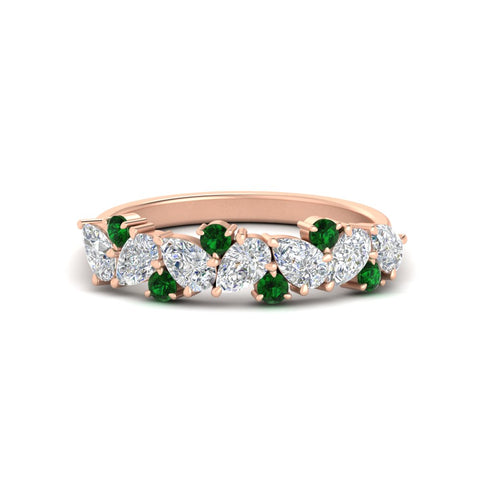 1-carat-pear-and-round-emerald-half-eternity-wedding-band-in-rose-gold-FD9174BGEMGR-1.00CT-NL-RG