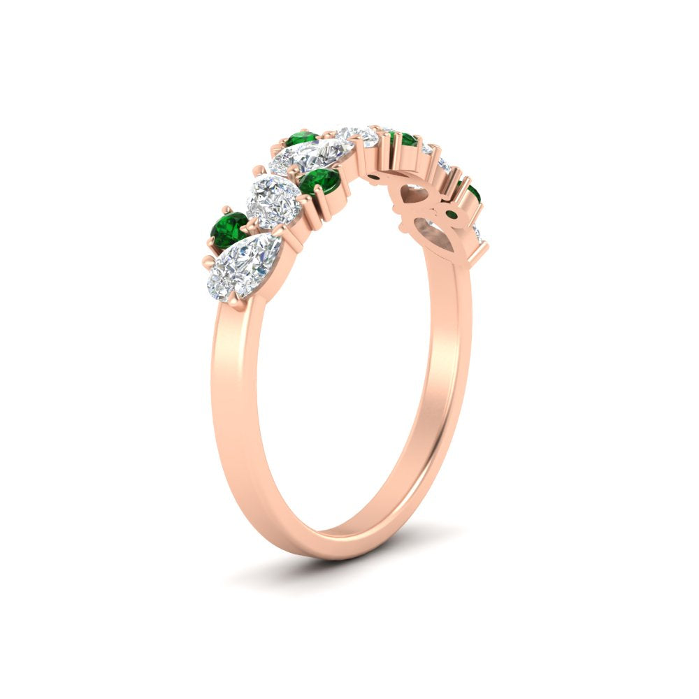 1-carat-pear-and-round-emerald-half-eternity-wedding-band-in-rose-gold-FD9174BGEMGRANGLE2-1.00CT-NL-RG
