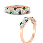 Load image into Gallery viewer, 1-carat-pear-and-round-emerald-half-eternity-wedding-band-in-rose-gold-FD9174BGEMGRANGLE3-1.00CT-NL-RG
