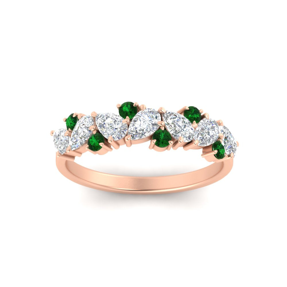 1-carat-pear-and-round-emerald-half-eternity-wedding-band-in-rose-gold-FD9174BGEMGRANGLE5-1.00CT-NL-RG