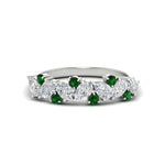 Load image into Gallery viewer, 1-carat-pear-and-round-emerald-half-eternity-wedding-band-in-white-gold-FD9174BGEMGR-1.00CT-NL-WG
