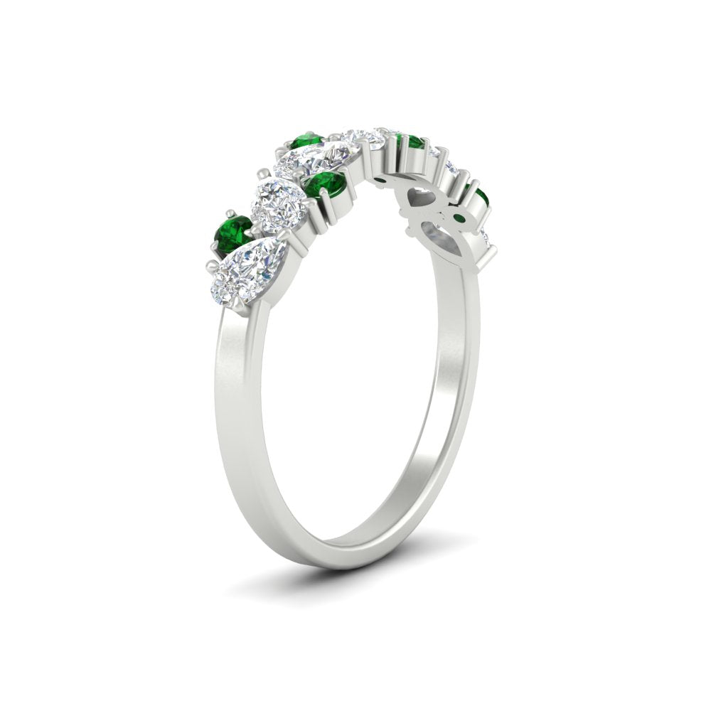 1-carat-pear-and-round-emerald-half-eternity-wedding-band-in-white-gold-FD9174BGEMGRANGLE2-1.00CT-NL-WG