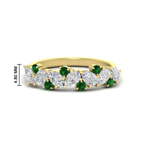 1-carat-pear-and-round-emerald-half-eternity-wedding-band-in-yellow-gold-FD9174BGEMGR-1.00CT-NL-YG-HW