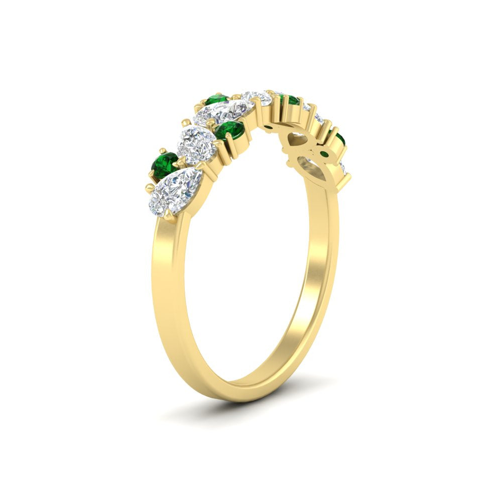 1-carat-pear-and-round-emerald-half-eternity-wedding-band-in-yellow-gold-FD9174BGEMGRANGLE2-1.00CT-NL-YG