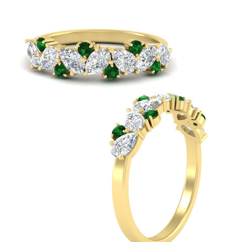 1-carat-pear-and-round-emerald-half-eternity-wedding-band-in-yellow-gold-FD9174BGEMGRANGLE3-1.00CT-NL-YG