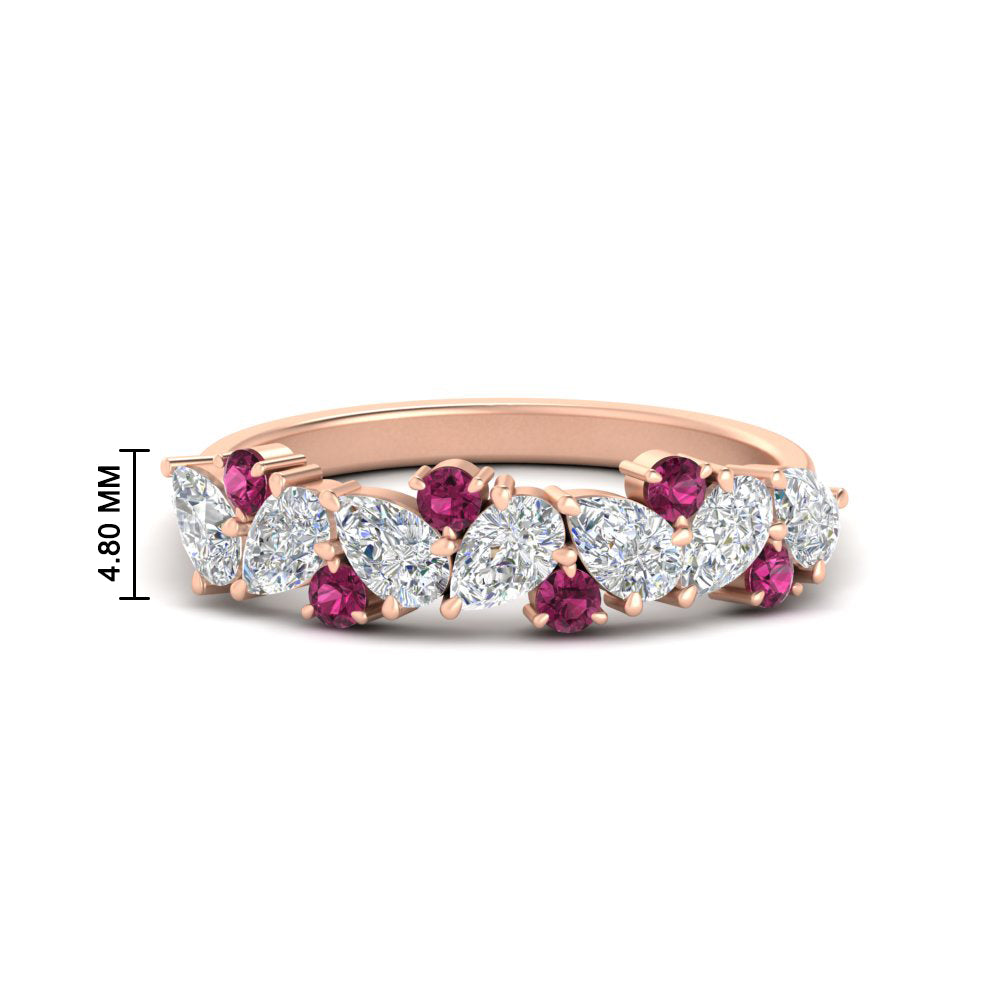 1-carat-pear-and-round-pink-sapphire-half-eternity-wedding-band-in-rose-gold-FD9174BGSADRPI-1.00CT-NL-RG-HW