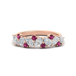 Load image into Gallery viewer, 1-carat-pear-and-round-pink-sapphire-half-eternity-wedding-band-in-rose-gold-FD9174BGSADRPI-1.00CT-NL-RG
