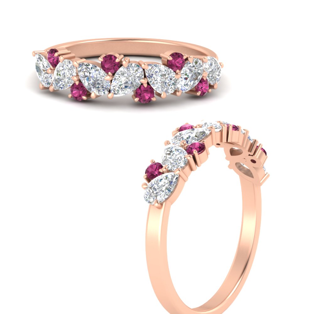 1-carat-pear-and-round-pink-sapphire-half-eternity-wedding-band-in-rose-gold-FD9174BGSADRPIANGLE3-1.00CT-NL-RG