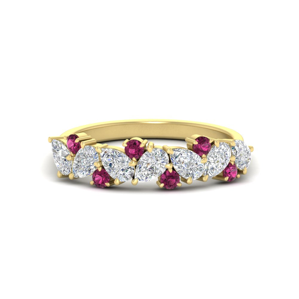 1-carat-pear-and-round-pink-sapphire-half-eternity-wedding-band-in-yellow-gold-FD9174BGSADRPI-1.00CT-NL-YG