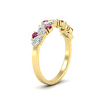 Load image into Gallery viewer, 1-carat-pear-and-round-pink-sapphire-half-eternity-wedding-band-in-yellow-gold-FD9174BGSADRPIANGLE2-1.00CT-NL-YG
