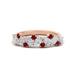 Load image into Gallery viewer, 1-carat-pear-and-round-ruby-half-eternity-wedding-band-in-rose-gold-FD9174BGRUDR-1.00CT-NL-RG
