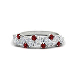 Load image into Gallery viewer, 1-carat-pear-and-round-ruby-half-eternity-wedding-band-in-white-gold-FD9174BGRUDR-1.00CT-NL-WG
