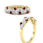Load image into Gallery viewer, 1-carat-pear-and-round-ruby-half-eternity-wedding-band-in-yellow-gold-FD9174BGRUDRANGLE3-1.00CT-NL-YG

