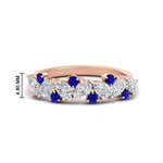 Load image into Gallery viewer, 1-carat-pear-and-round-sapphire-half-eternity-wedding-band-in-rose-gold-FD9174BGSABL-1.00CT-NL-RG-HW
