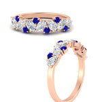 Load image into Gallery viewer, 1-carat-pear-and-round-sapphire-half-eternity-wedding-band-in-rose-gold-FD9174BGSABLANGLE3-1.00CT-NL-RG
