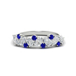 Load image into Gallery viewer, 1-carat-pear-and-round-sapphire-half-eternity-wedding-band-in-white-gold-FD9174BGSABL-1.00CT-NL-WG
