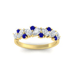 Load image into Gallery viewer, 1-carat-pear-and-round-sapphire-half-eternity-wedding-band-in-yellow-gold-FD9174BGSABLANGLE5-1.00CT-NL-YG

