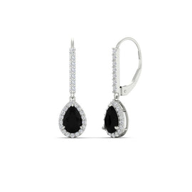 1 Ct Pear Shaped Halo Leverback Earrings For Her