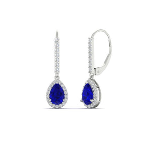 1 Ct Pear Shaped Halo Leverback Earrings For Her