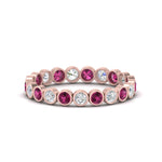 Load image into Gallery viewer, 1-carat-pink-sapphire-bezel-eternity-ring-in-rose-gold-FDEWB10558-0.05CTGSADRPIANGLE3-NL-RG