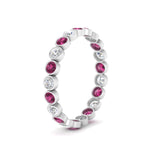 Load image into Gallery viewer, 1-carat-pink-sapphire-bezel-eternity-ring-in-white-gold-FDEWB10558-0.05CTGSADRPIANGLE3-NL-WG