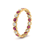 Load image into Gallery viewer, 1-carat-pink-sapphire-bezel-eternity-ring-in-yellow-gold-FDEWB10558-0.05CTGSADRPIANGLE3-NL-YG