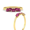 Load image into Gallery viewer, 1-carat-pink-sapphire-heart-shape-five-stone-wedding-ring-in-yellow-gold-FD9600HTBGSADRPIANGLE3-1.00CT-NL-YG