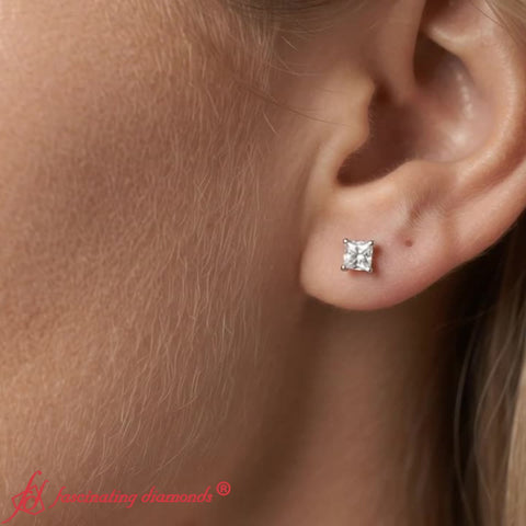 Princess Cut Diamond Solitaire Stud Earrings [IGI Certified]