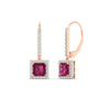 Load image into Gallery viewer, 1-carat-princess-cut-diamond-halo-dangle-earrings-with-pink-sapphire-in-rose-gold-FDEAR-11235PRGSADRPI-1.00CT-NL-RG.jpg