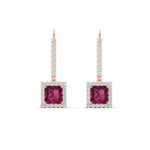 Load image into Gallery viewer, 1-carat-princess-cut-diamond-halo-dangle-earrings-with-pink-sapphire-in-rose-gold-FDEAR-11235PRGSADRPI-1.00CT-NL-RG.jpg
