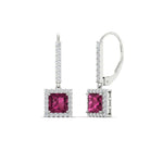 Load image into Gallery viewer, 1-carat-princess-cut-diamond-halo-dangle-earrings-with-pink-sapphire-in-white-gold-FDEAR-11235PRGSADRPI-1.00CT-NL-WG.jpg
