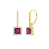 Load image into Gallery viewer, 1-carat-princess-cut-diamond-halo-dangle-earrings-with-pink-sapphire-in-yellow-gold-FDEAR-11235PRGSADRPI-1.00CT-NL-YG.jpg