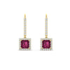 Load image into Gallery viewer, 1-carat-princess-cut-diamond-halo-dangle-earrings-with-pink-sapphire-in-yellow-gold-FDEAR-11235PRGSADRPI-1.00CT-NL-YG.jpg