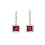 Load image into Gallery viewer, 1-carat-princess-cut-diamond-halo-dangle-earrings-with-pink-sapphire-in-yellow-gold-FDEAR-11235PRGSADRPI-1.00CT-NL-YG.jpg
