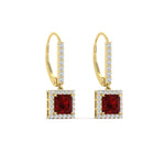 Load image into Gallery viewer, 1-carat-princess-cut-diamond-halo-dangle-earrings-with-ruby-in-yellow-gold-FDEAR-11235PRGRUDR-1.00CT-NL-YG.jpg
