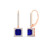 Load image into Gallery viewer, 1-carat-princess-cut-diamond-halo-dangle-earrings-with-sapphire-in-rose-gold-FDEAR-11235PRGSABL-1.00CT-NL-RG.jpg