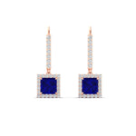 Load image into Gallery viewer, 1-carat-princess-cut-diamond-halo-dangle-earrings-with-sapphire-in-rose-gold-FDEAR-11235PRGSABL-1.00CT-NL-RG.jpg
